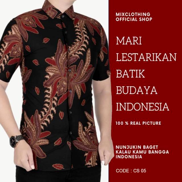 CBS 712 BATIK PRIA SLIMFIT LENGAN PENDEK COLIN DION