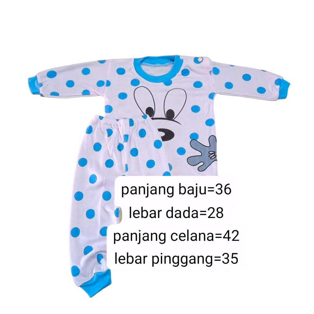 Setelan Piyama Bayi Baju Tidur Anak Perempuan Oblong  Panjang Karakter 0-12 Bulan