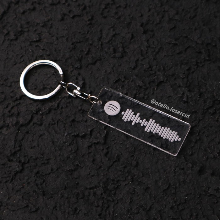 Custom Gantungan Kunci Label Spotify Barcode Akrilik Keychain Acrylic Ganci Musik Lagu