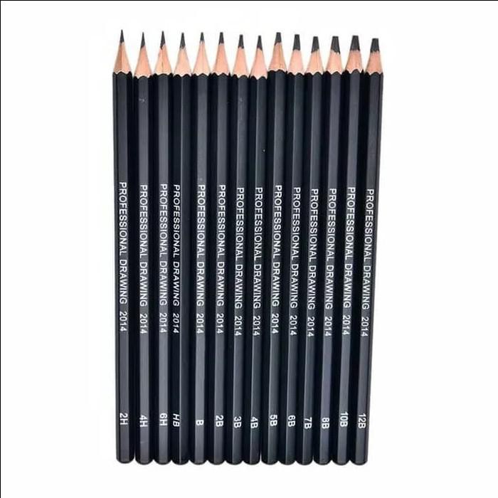 

SET PENSIL SKETSA DRAWING GRAPHITE PROFESSIONAL PENCILS CHARCOAL 14PCS