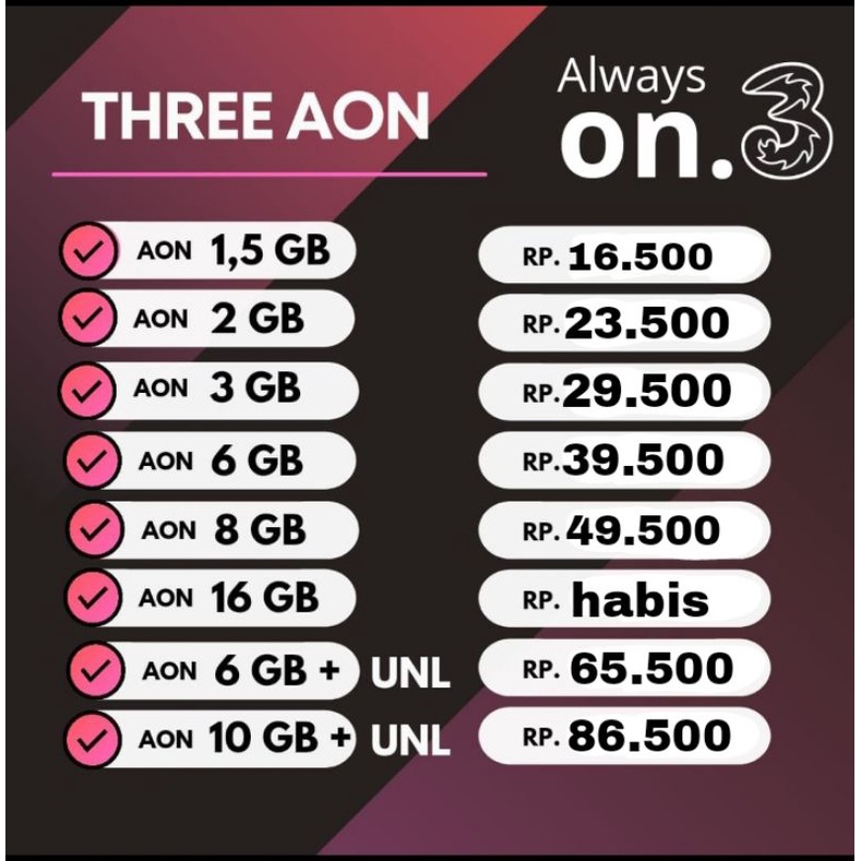 PAKET DATA TRI AON MURAH