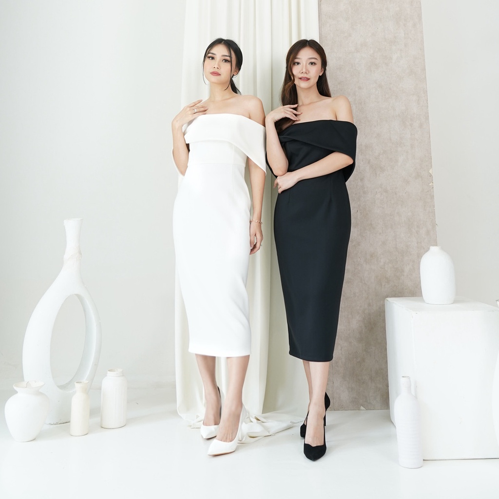 DRESS SABRINA GIYOMI - Midi Dress Wanita | Dress Korean Style | Baju Kondangan Terbaru | Gaun Pesta 