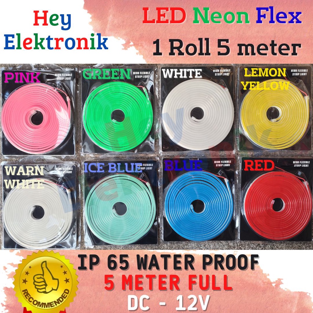 Lampu LED Neon Flex LED Strip Flexible 5 Meter DC 12V IP65