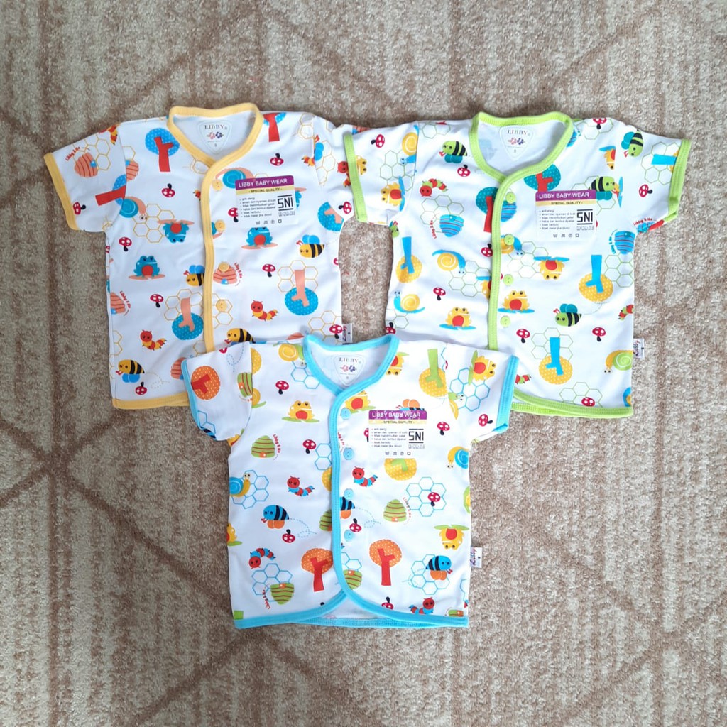 Libby Baju Pendek Motif Lebah  (Isi 3 Pasang)