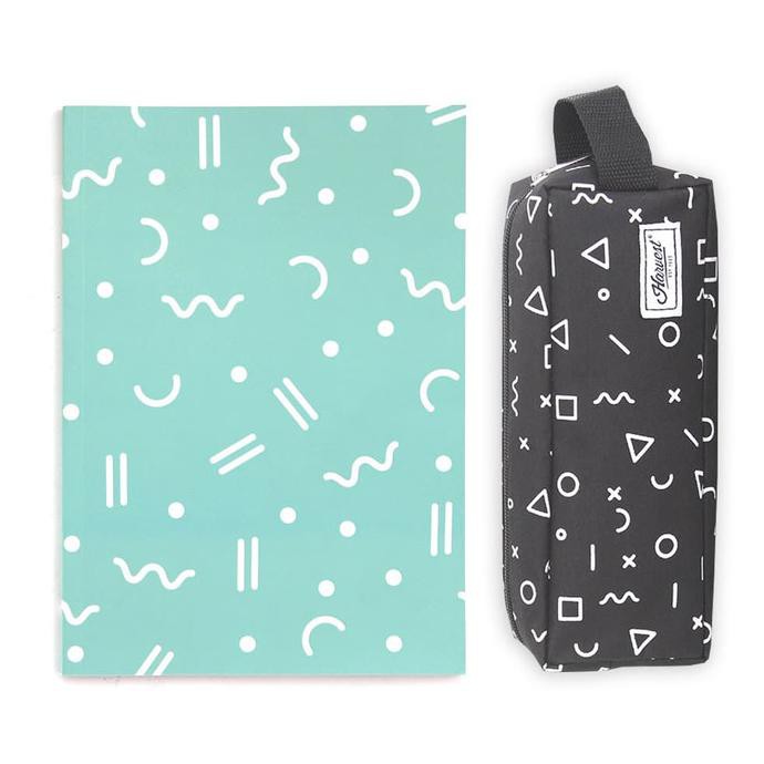 

✨BISA COD✨ Paket Notebook / buku tulis & Kotak Pensil Harvest - Geometry