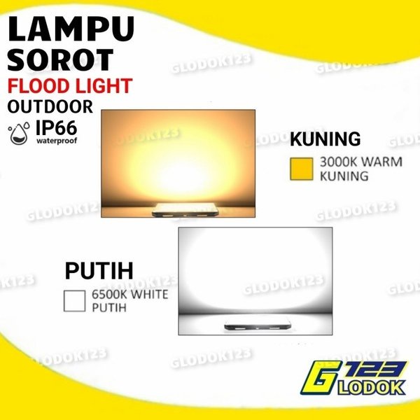 Lampu Sorot Flood Light LED 10 20 Watt 10W 20W Putih Kuning Waterproof