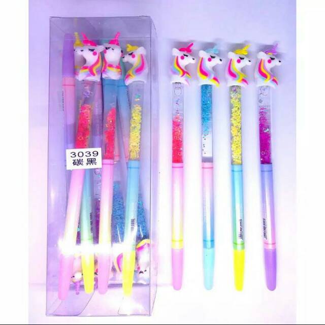 

Bulpen gel glitter air unicorn,doraemon,tayo