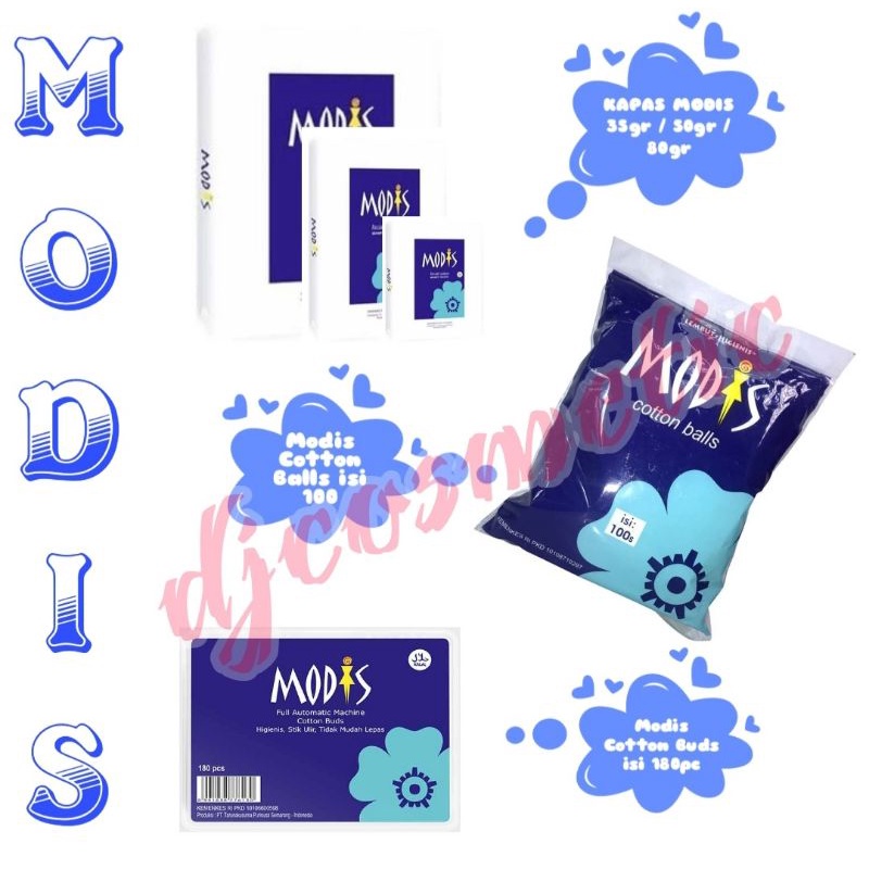 Modis Kapas wajah | Facial Cotton 35gr / 50gr / 80gr | Cotton Buds isi 180 pc | Cotton Balls isi 100