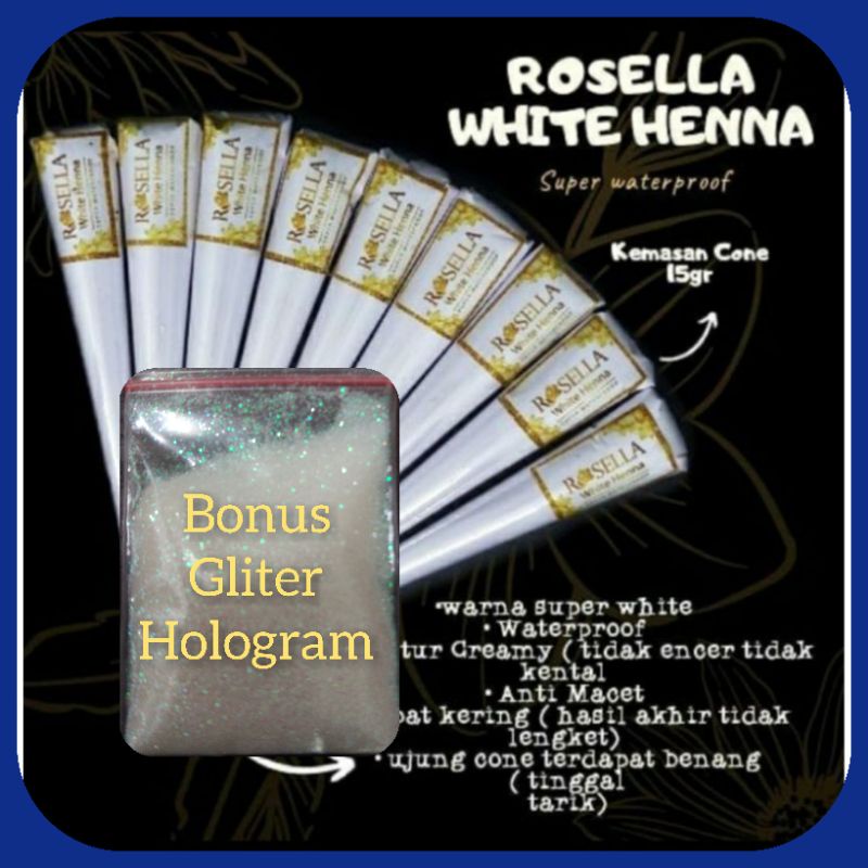 TERLARIS...! HENNA WHITE ROSELLA SUPER WATERPROOF ecer