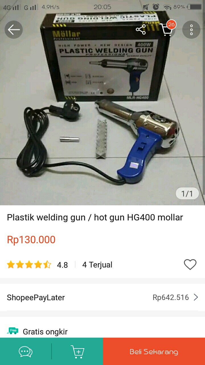 Plastik Welding Gun / Hot Gun Hg400 Mollar
