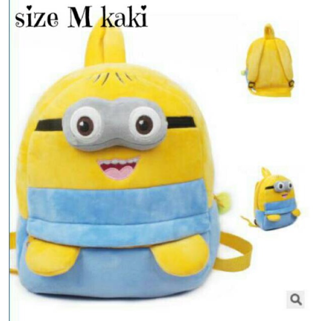 Tas S MK punggung ransel anak karakter minion beludru import tas sekolah boy kids bag bacpack