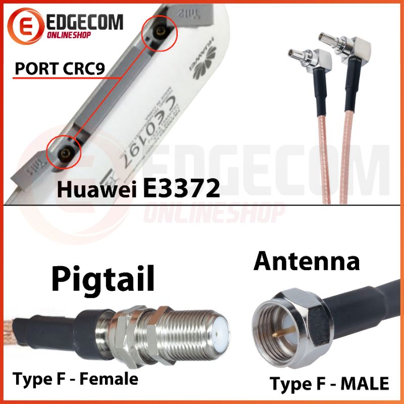 Pigtail Modem USB E3372, E3276, K4305 F Female to CRC9 Dual Port Male