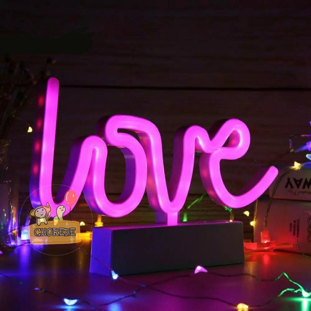 Lampu Neon Dekorasi / Lampu Hias / Hiasan Dinding Tulisan LOVE merah