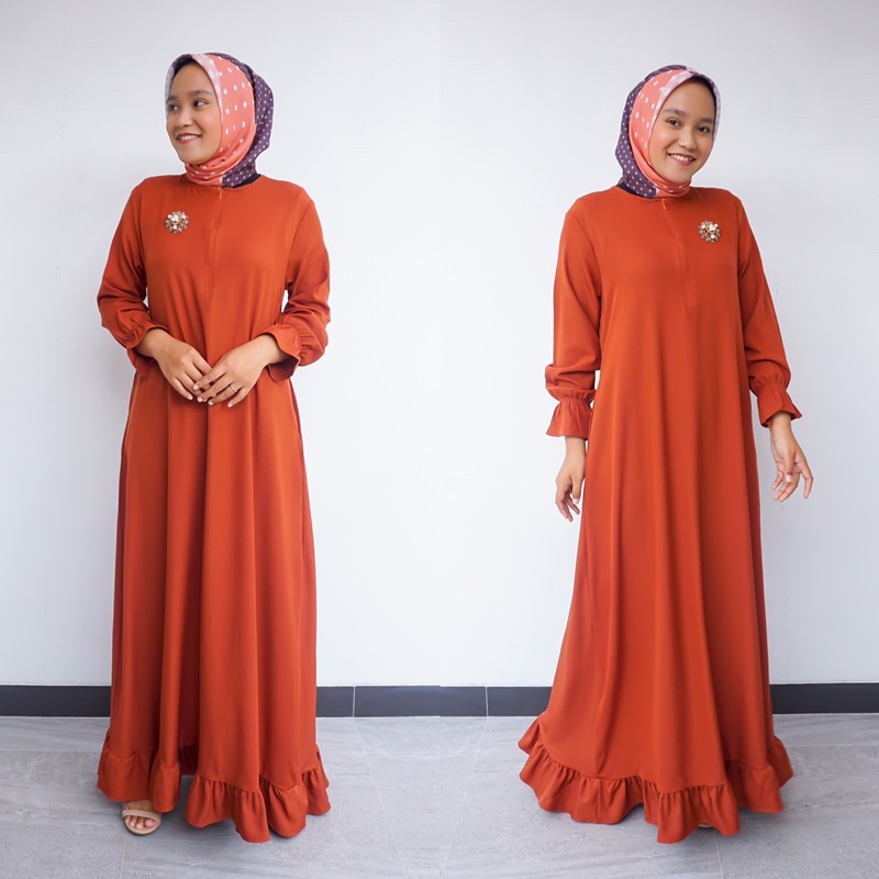 IZMA DRESS PAKAIAN GAMIS MUSLIM WANITA BUSUI DAN WUDHU FRIENDLY KEKINIAN TERBARU BAHAN SHAKILA PREMIUM DIJAMIN LEMBUT DAN ADEM SIZE FIT to L DAN XL TERMURAH BY ZENIC_ID BISA COD