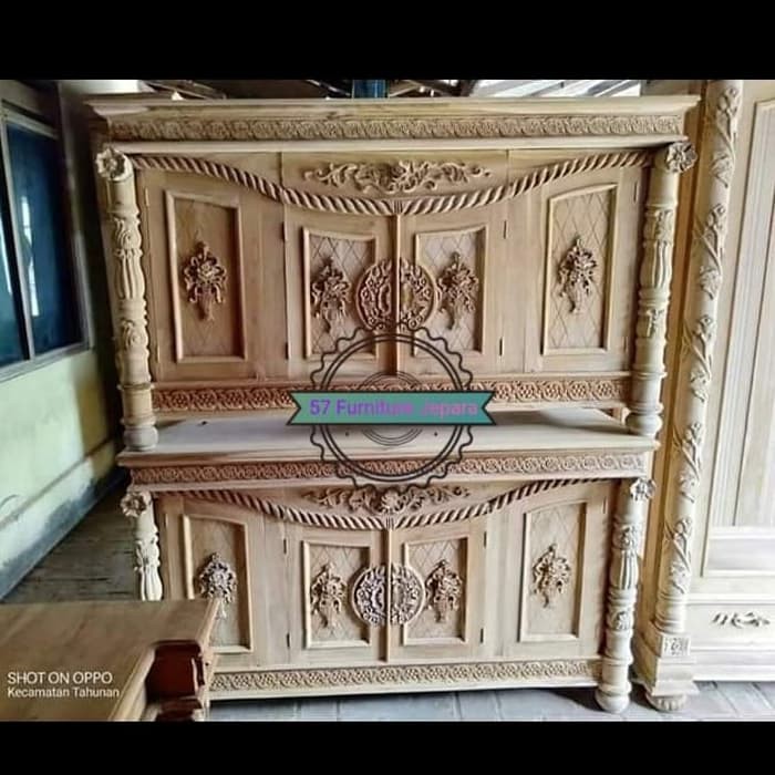 Bufet/ meja Televisi jati mentahan - Buvet Tv hias ukir Jepara