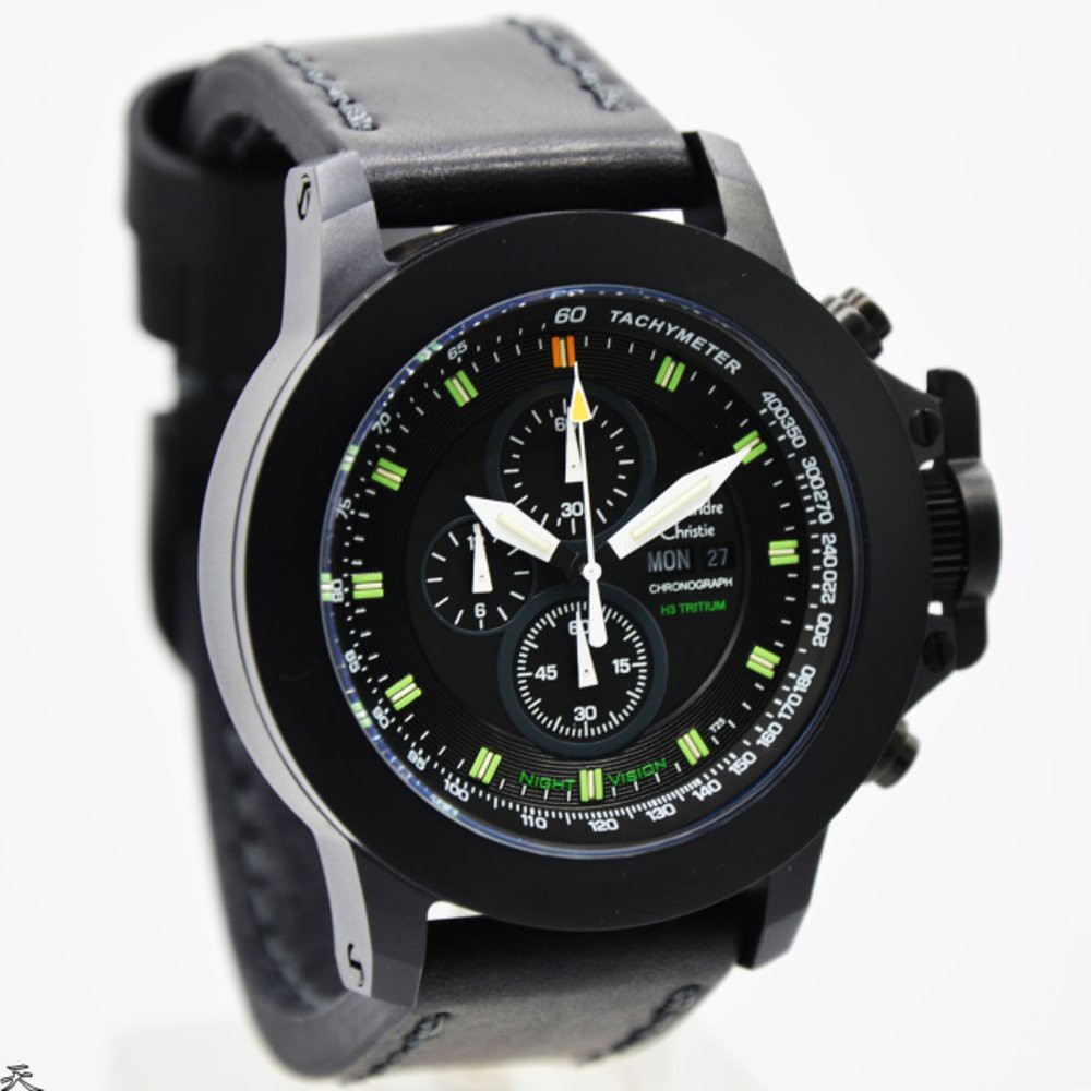 JAM TANGAN ALEXANDRE CHRISTIE WATCH AC 9207 PRIA FULL BLACK NIGHT VISION ORIGINAL