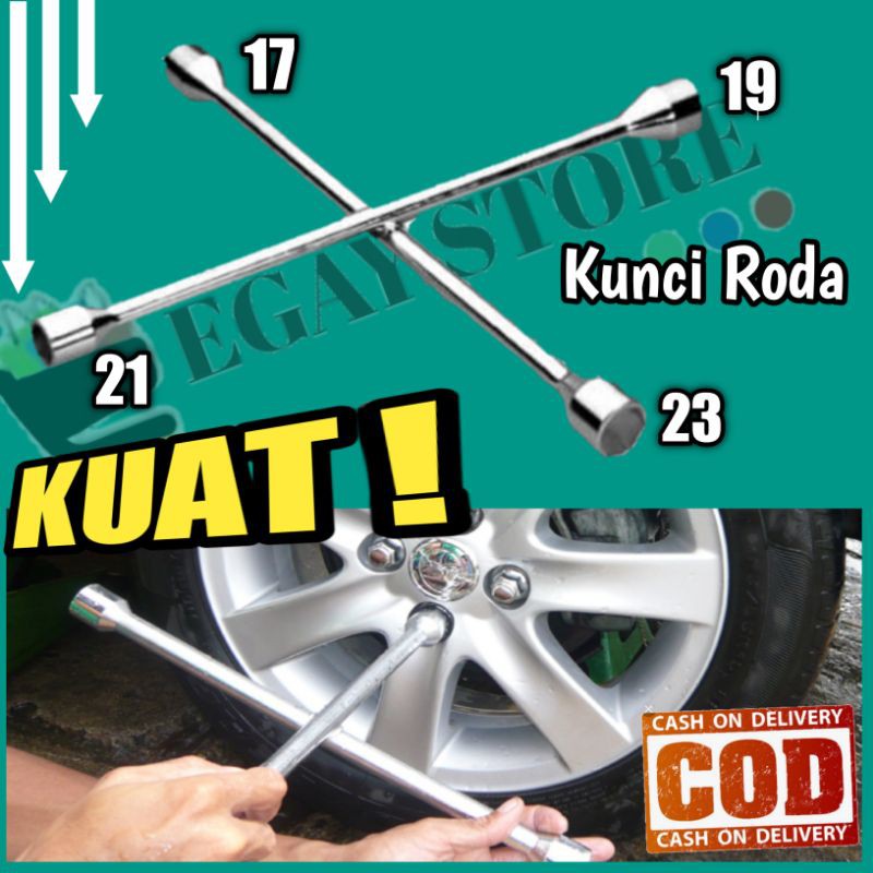 KUNCI RODA MOBIL PALANG 17 19 21 23 4 WAY LUG WRENCH STAINLESS  BAN SEREP KIJANG INNOVA AVANZA RUSH