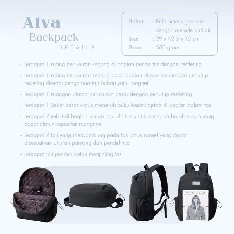 Alva Backpack Tas Ransel Unisex Jims Honey