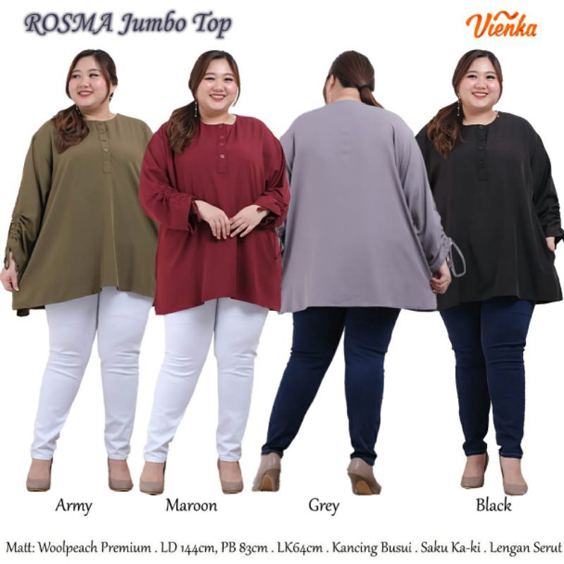Baju Atasan Wanita Jumbo - Rosma Jumbo Top by Vienka