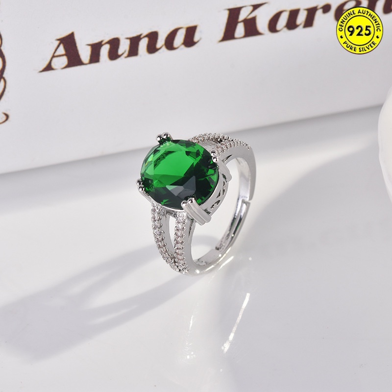 Cincin Model Terbuka Adjustable Bentuk Telur Angsa Aksen Rubellite Untuk Wanita