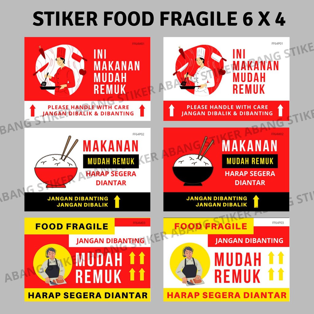 

Stiker Food Fragile Lucu 6 X 4 cm