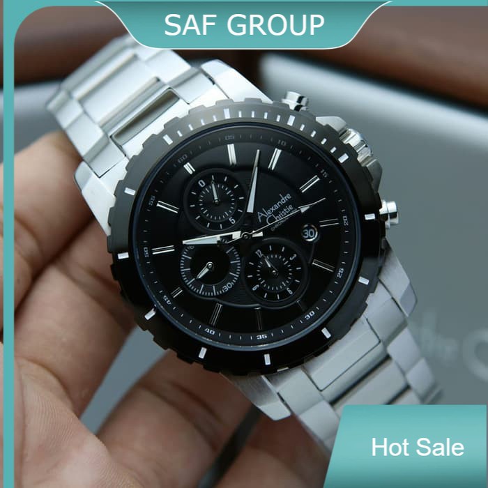 JAM TANGAN PRIA ALEXANDRE CHRISTIE AC 6141 / AC6141 SILVER BLACK ORIGINAL by plp