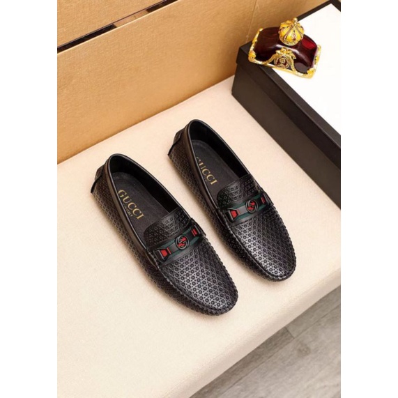 sepatu loafer gc mirror quality shoes men slip on cowok hitam P1SHOES