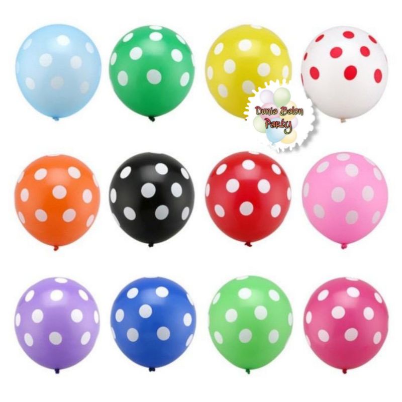 Balon Latex Polkadot / Balon Ulang Tahun / Balon Karet Polkadot ( isi 10pcs )