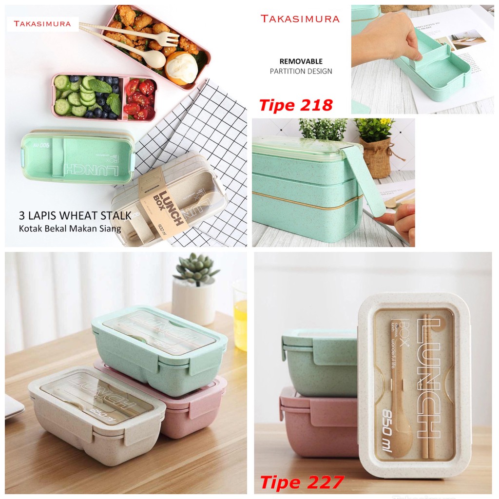 Jual Lunchbox Sekat 2 / 3 WHEAT STRAW / Kotak Bekal Makan Lunch box