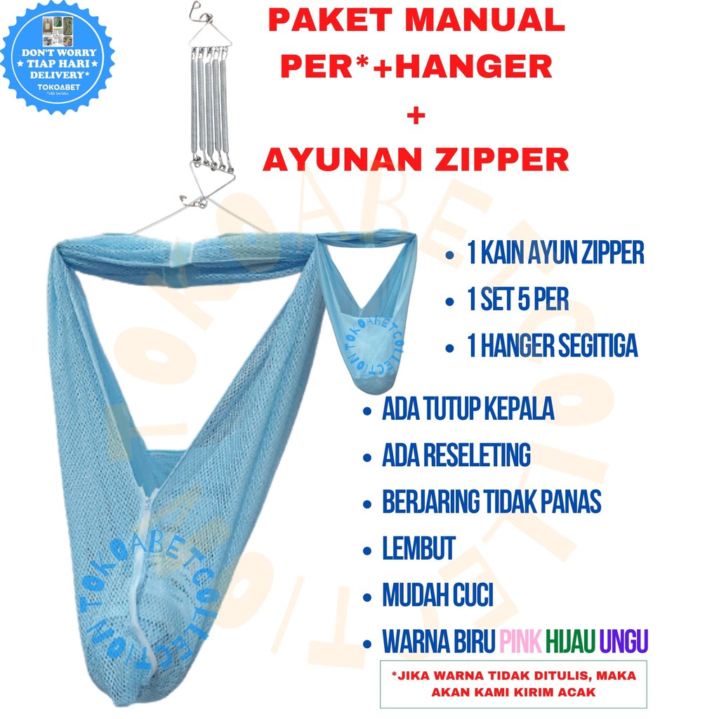 PAKET MANUAL Ayunan Bayi POLAR Kain ZIPPER Per Pegas VARIASI Hanger Perlengkapan Tidur Bayi TOKOABET