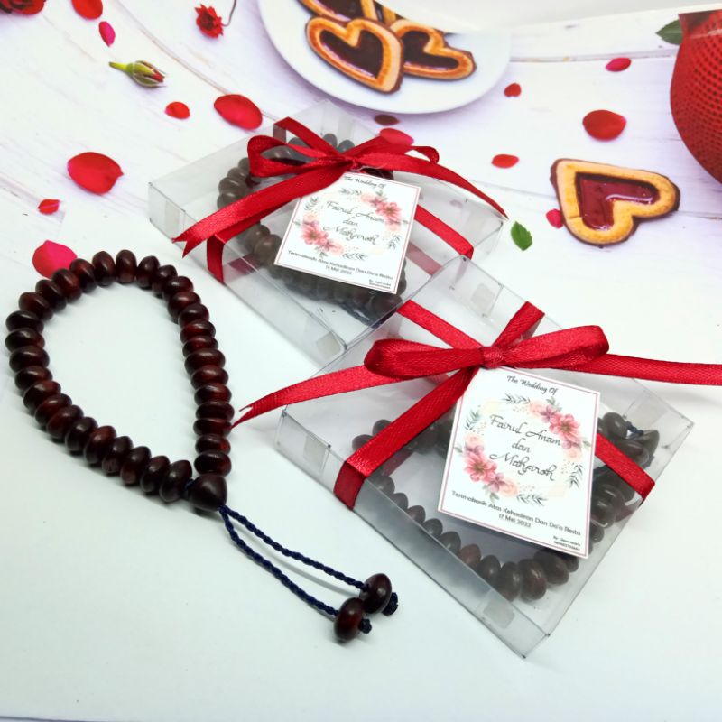 Souvenir Cantik Gelang Kayu 33 Butir, Souvenir Pernikahan, Hajatan, Oleh- Oleh Haji Dan Umrah