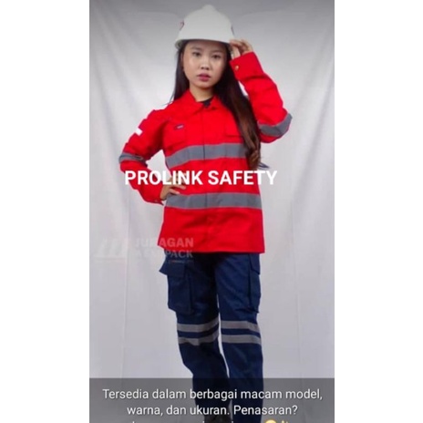 SETELAN SERAGAM SAFETY MERAN NAVY KANCING