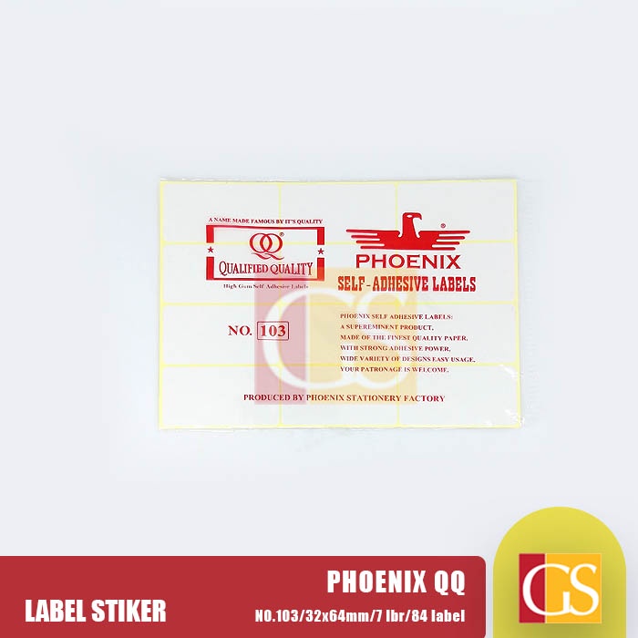 Stiker Label / Label Harga / Nama Undangan Phoenix QQ 103 32x64mm