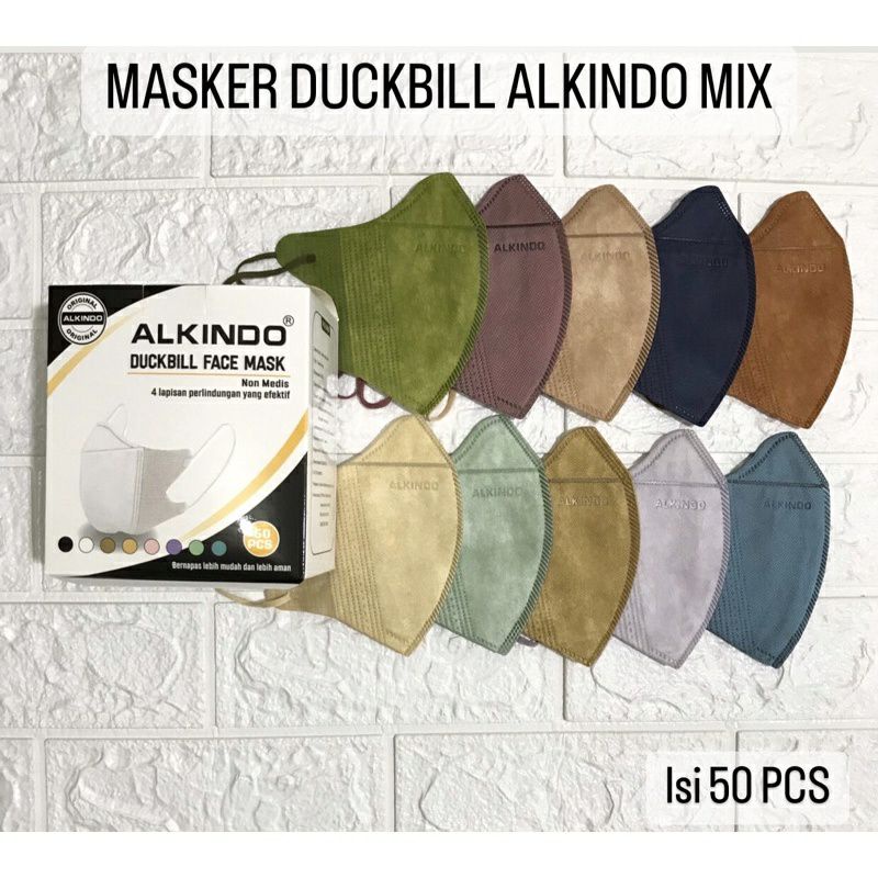 Alkindo Duckbill Mix Colour Masker 4ply isi 50pcs campur warna