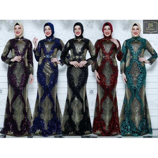DRESS PESTA ORIGINAL JS COLLECTION / GAUN KONDANGAN / GAMIS MEWAH