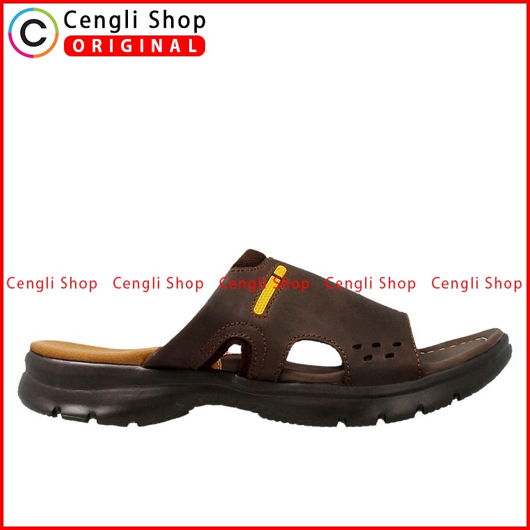 SANDAL SLIDE PAKALOLO PRIA ORIGINAL CASUAL KULIT ASLI COKLAT PB10