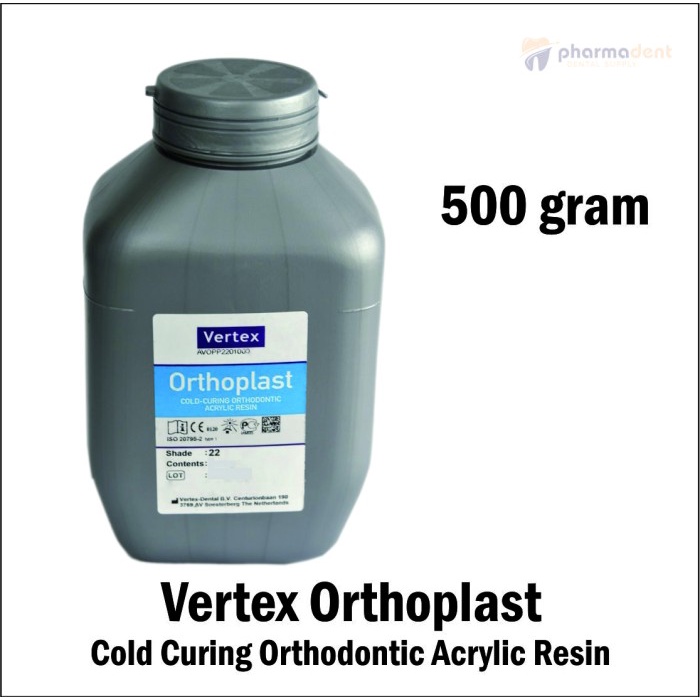 Pharmadent - Vertex Orthoplast Shade 22 Cold-Curing Powder Acrylic Resin 500gr