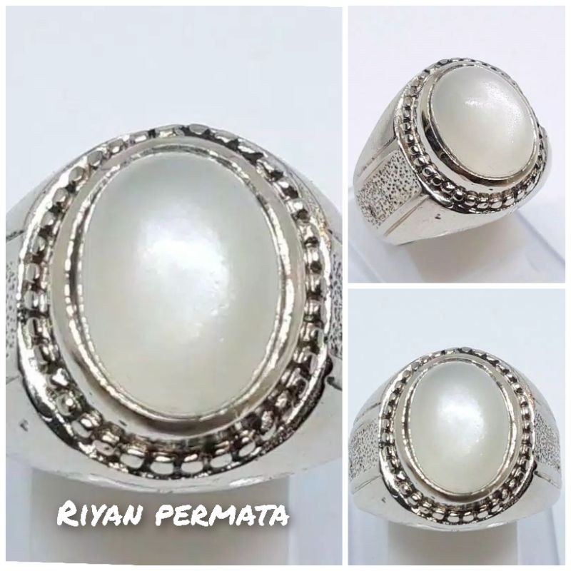 Batu cincin natural biduri bulan ring silver