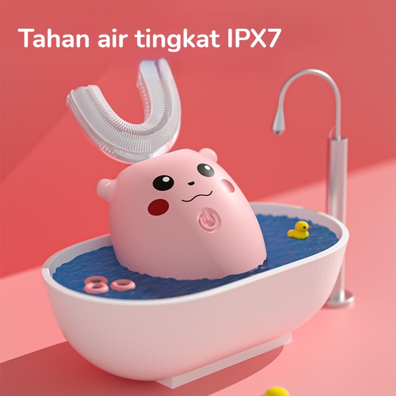 Sikat Gigi Elektrik Anak Pikachu Lucu Karakter OPP / U Shaped Toothbrush untuk Anak/ Sikat Gigi Bayi Silikon Bentuk U / Sikat Gigi Anak Silikon