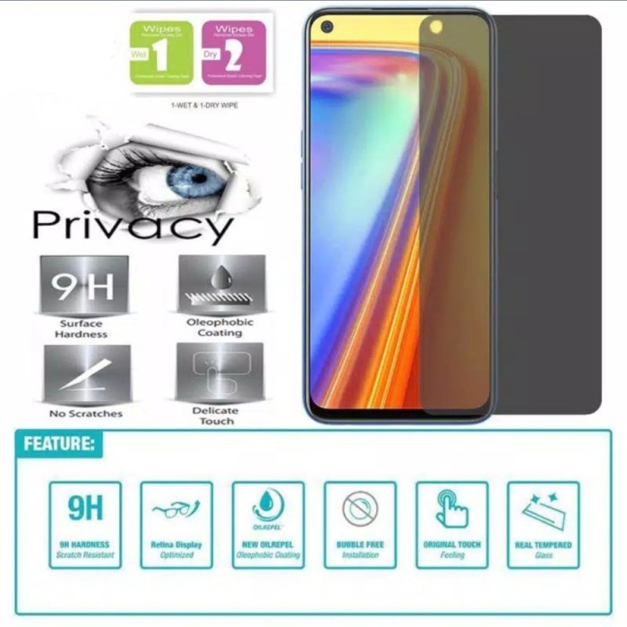 REALME 10 C30S C30 C31 C35 C33 8 5G REALME 8i 8 8 PRO 8 nfc NARZO 30A 20 PRO TEMPRED GLASS ANTI SPY LEM FULL COVER ANTI GORES KACA TEMPERED SPY PRIVACY HITAM GELAP PELINDUNG LAYAR FULL SCREEN FULL COVER PRESISI i