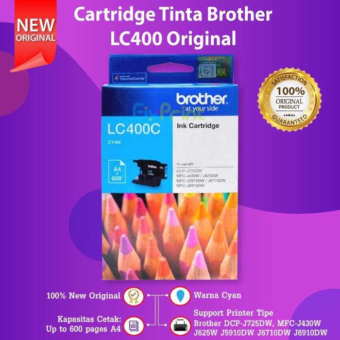 Tinta LC400 CMYK Original LC 400 LC-400 / LC400 Printer DCP-J725DW J6910DW