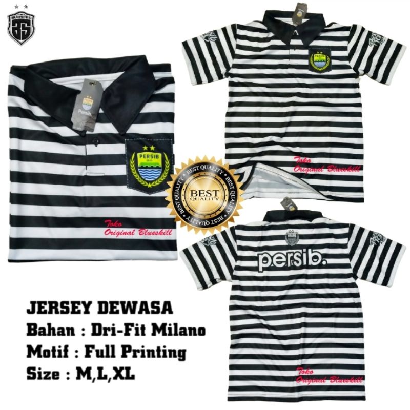 Atasan jersey persib kerah / baju olahraga dewasa / jersey polo persib terbaru / jersey supporter persib adds gold