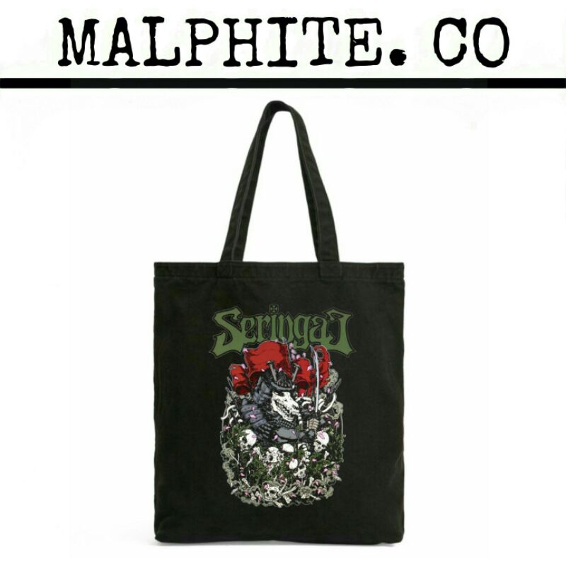 Totebag Seringai Tote Bag Motif Logo Band Metal Merch Tas Jinjing Selempang Shoulder Hand Pria Wanit
