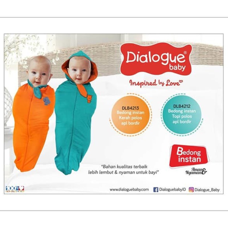 Bedong Instan Dialogue Baby Dengan Topi DLB4212 Bedong Bayi Newborn