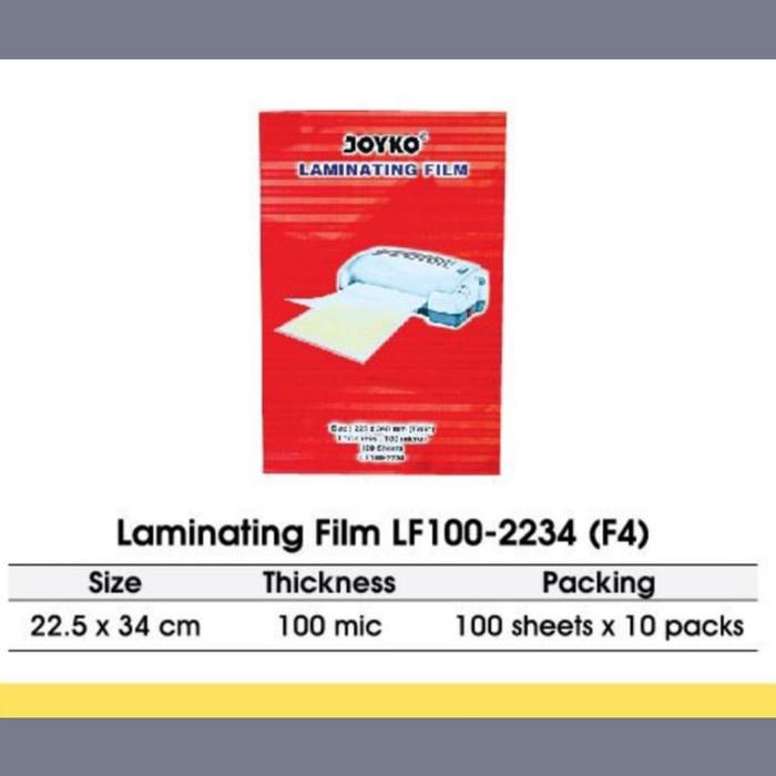 

Plastik Laminating Joyko Folio F4 Tebow 100 mic isi 100 pcs