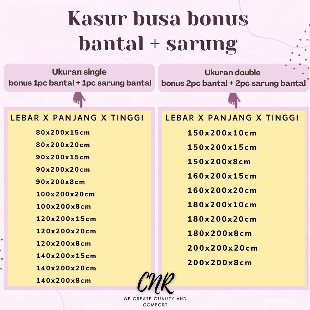 RB Kasur busa bungkus minimalis ukuran single lebar 80,90,100,120 bonus bantal dan sarung bantal,
