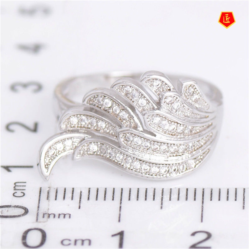 [Ready Stock]Dynamic Fashion Silver Wings Shape Full Diamond Ring