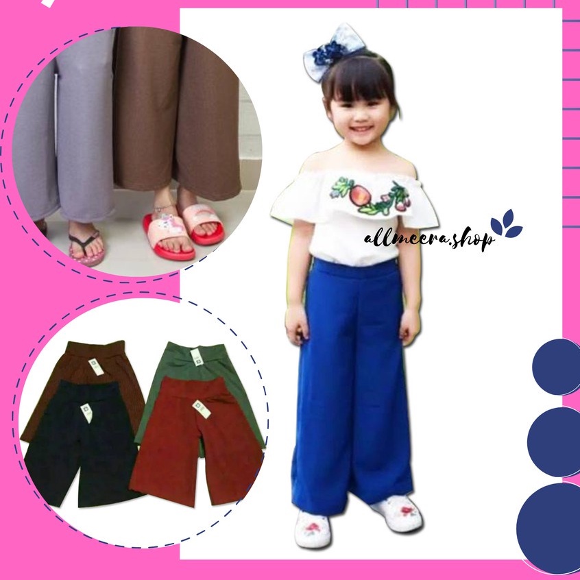 NEW ARRIVAL!! KULOT ANAK POLOS PANJANG / Celana Panjang Wafel Crepe Wanita / Fashion Anak Perempuan