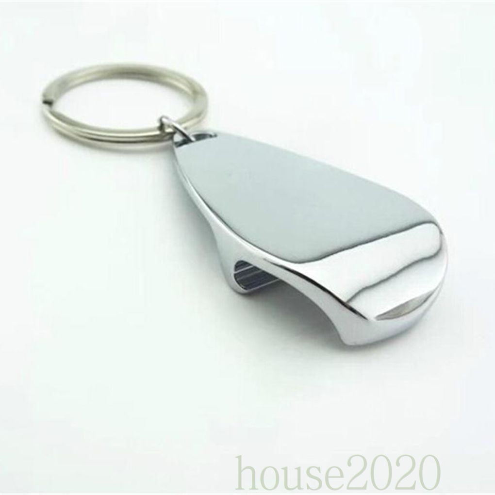 [house2020]Mini Silver Keychain Bottle Opener Metal Key Ring Beer Cap Corkscrew