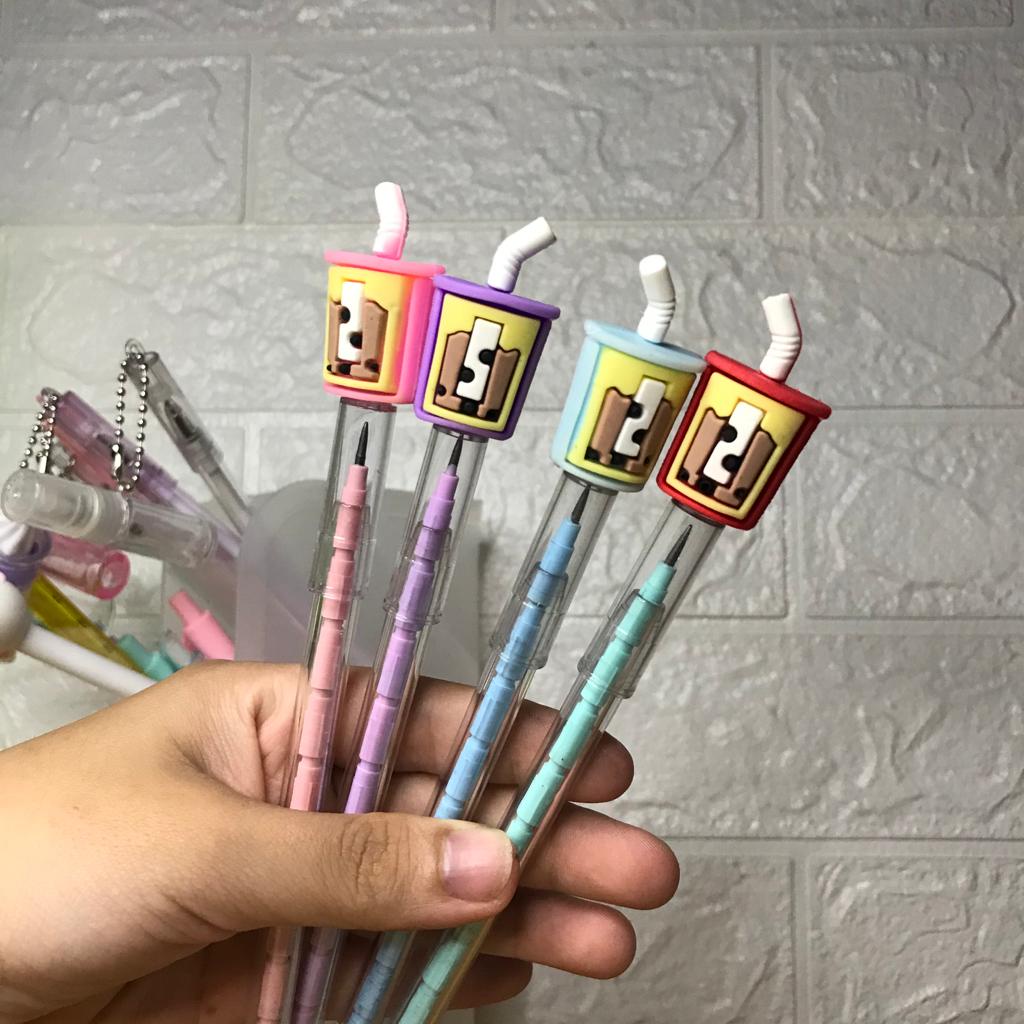 

PENSIL SUSUN BOBA PENSIL SAMBUNG PENSIL PELURU MOTIF BOBA